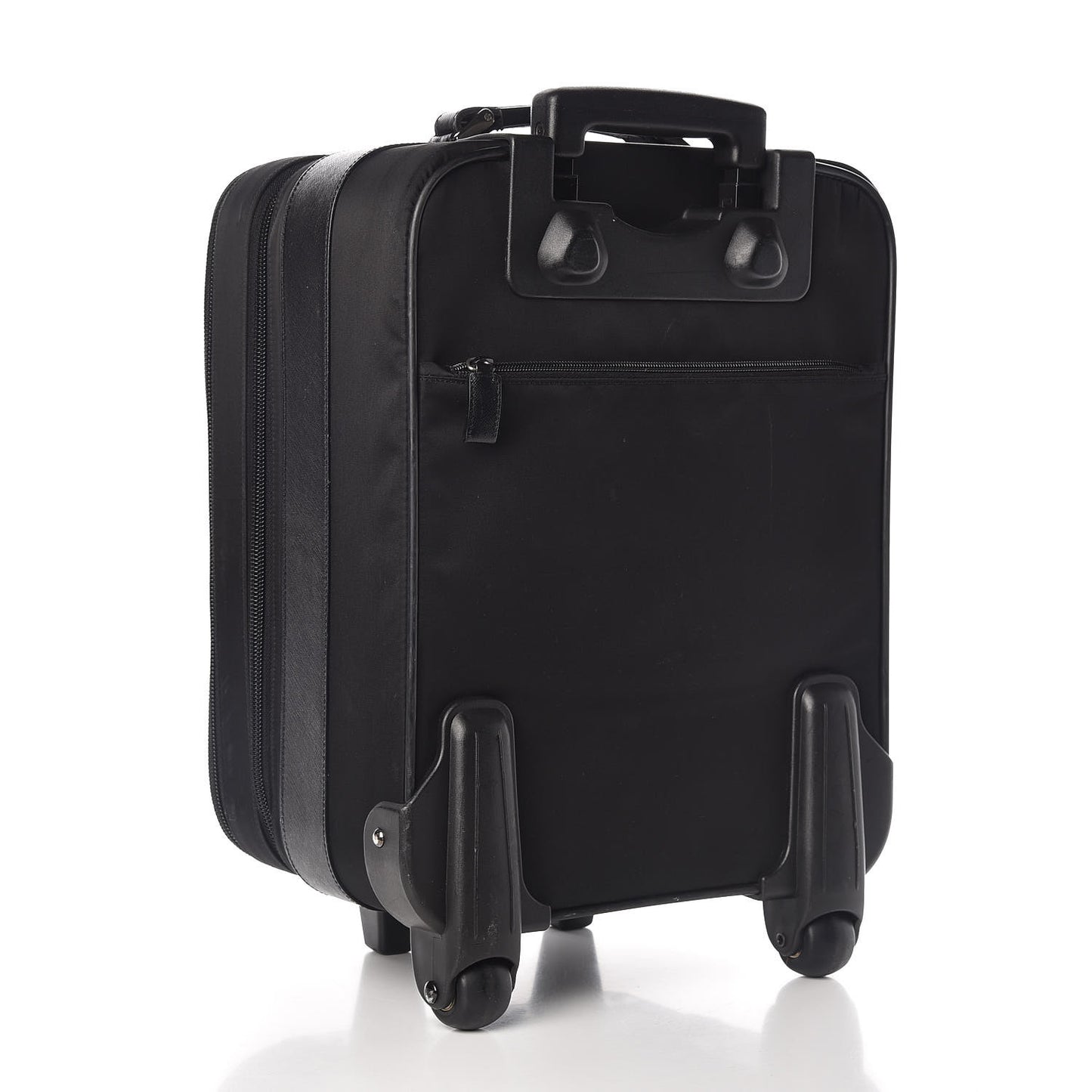 Tessuto Nylon Saffiano Trolley Luggage Black