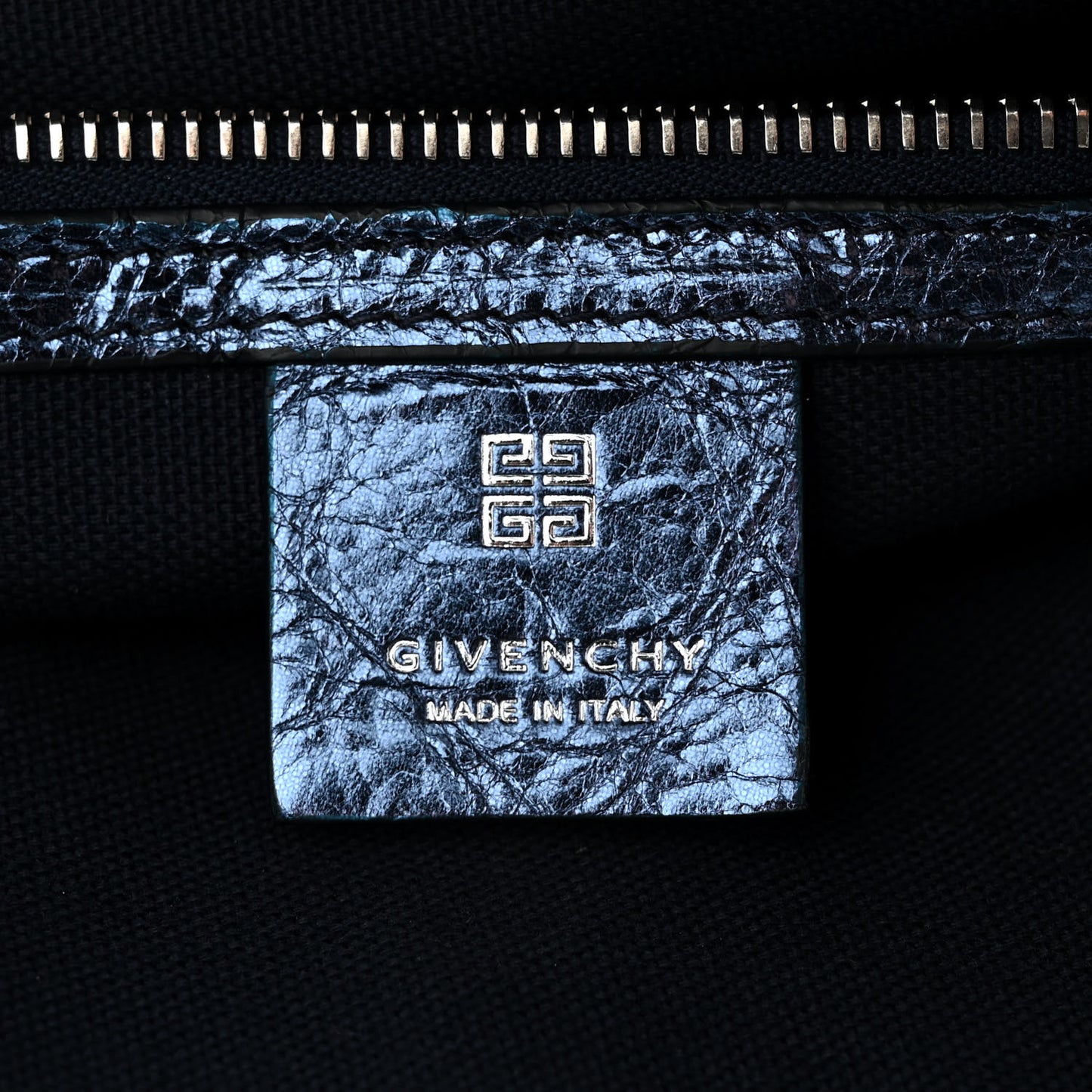 Metallic Calfskin Medium Voyou Bag Navy