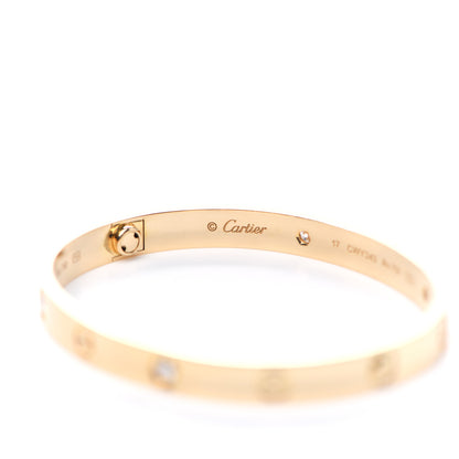 Cartier 18K Yellow Gold 4 Diamond LOVE Bracelet 17 3 of 6