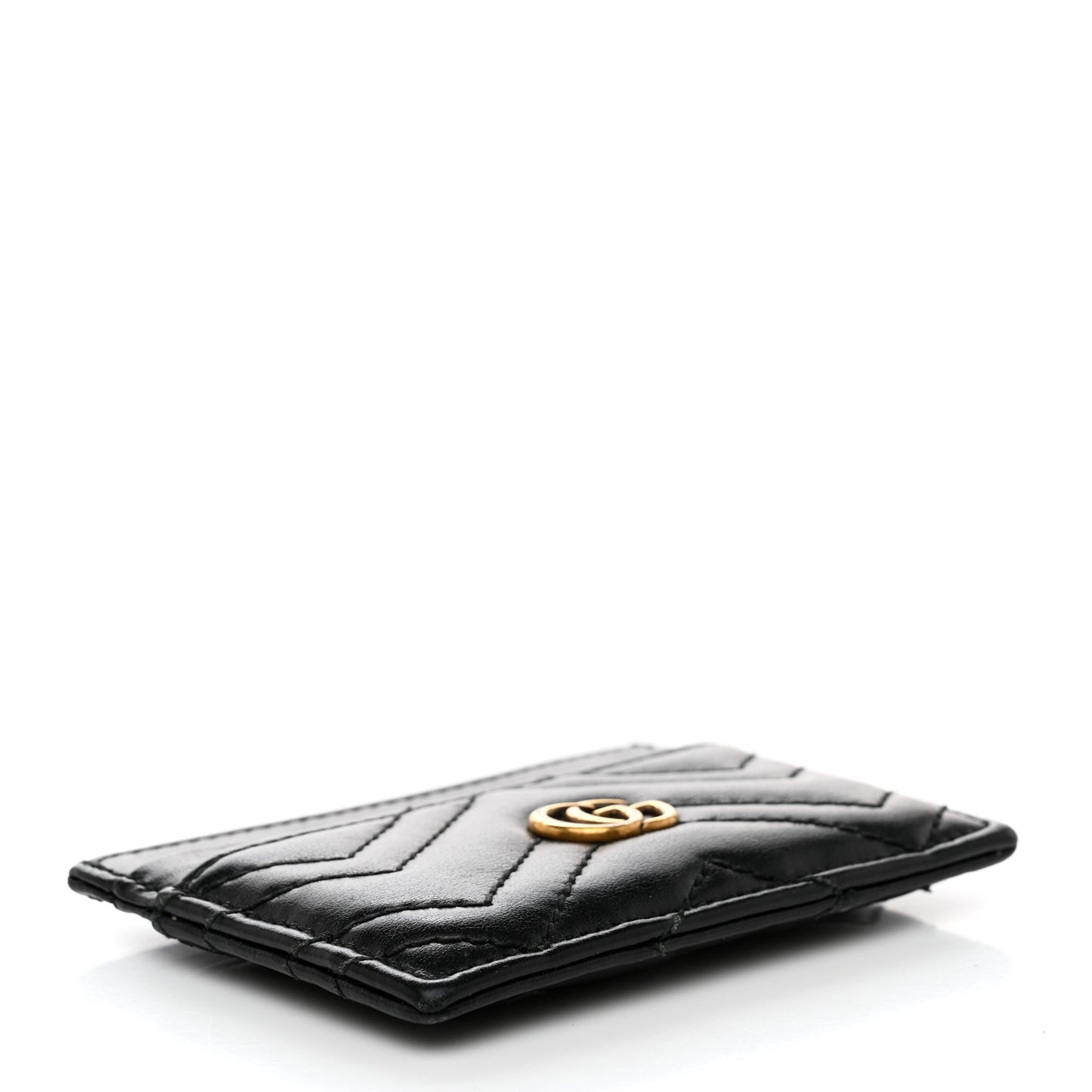 Calfskin Matelasse GG Marmont Card Holder Black