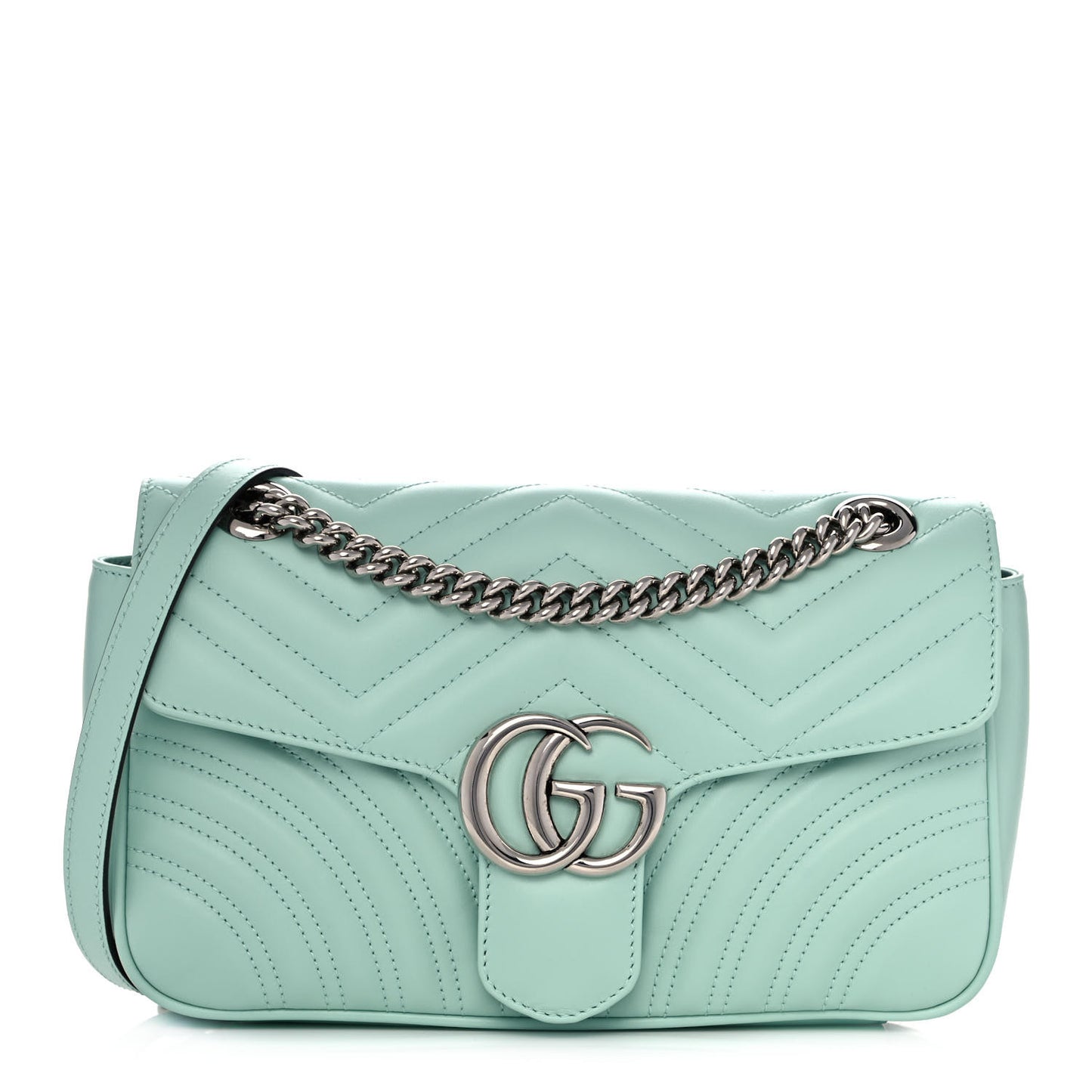 Calfskin Matelasse Small GG Marmont Shoulder Bag Water Green