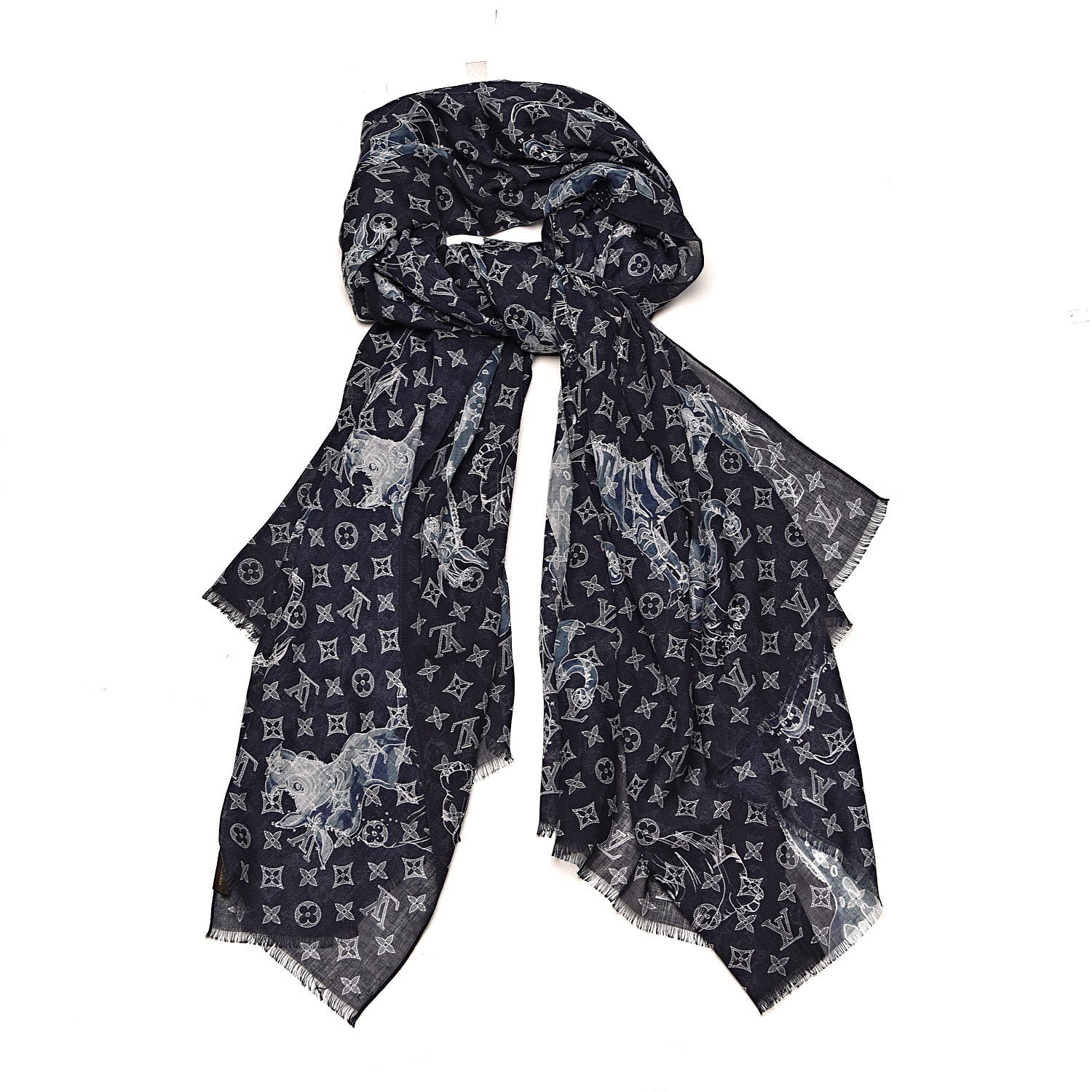 Louis Vuitton Cashmere Silk Chapman Brothers Stole Blue 1 of 4