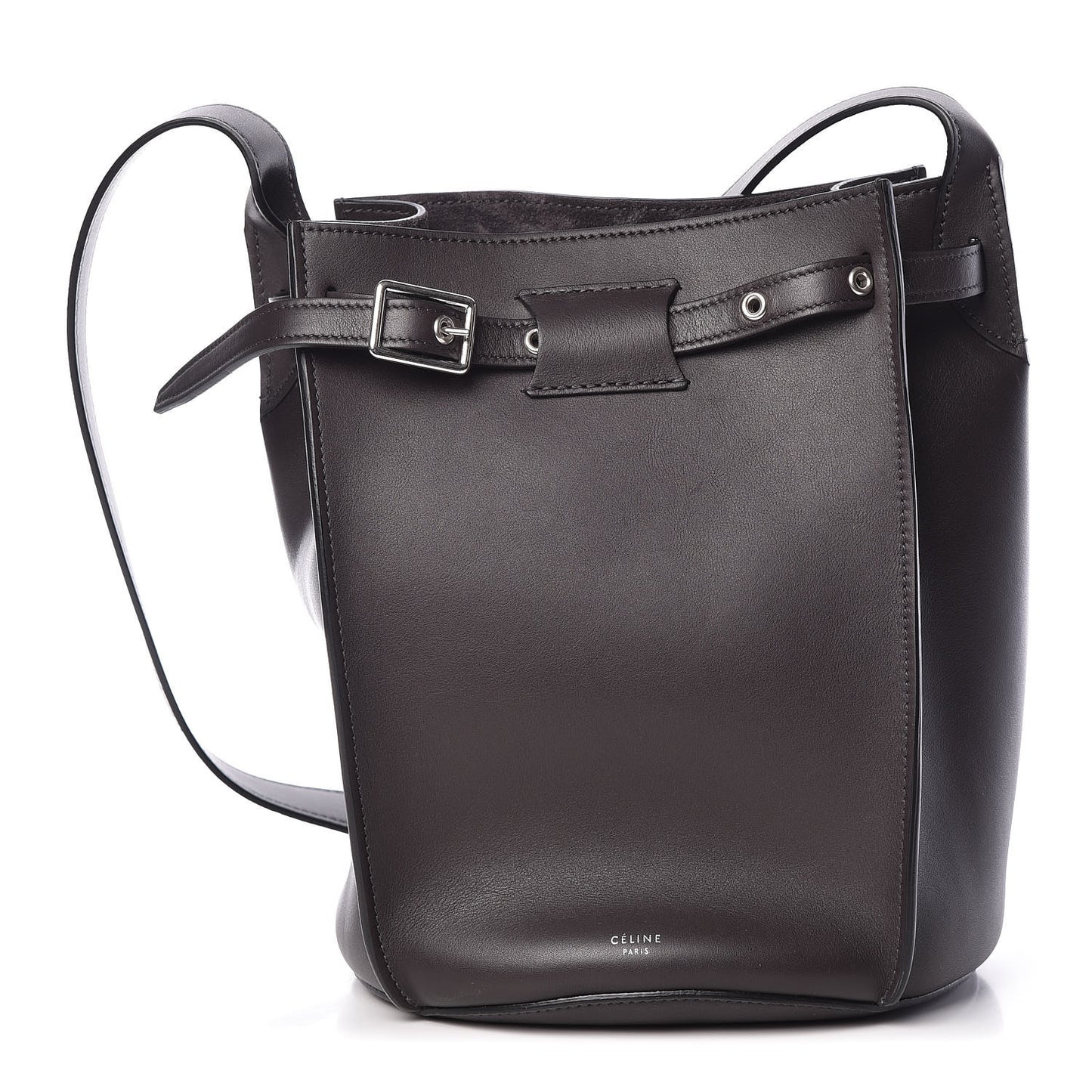 Smooth Calfskin Long Strap Big Bucket Bag Liquorice