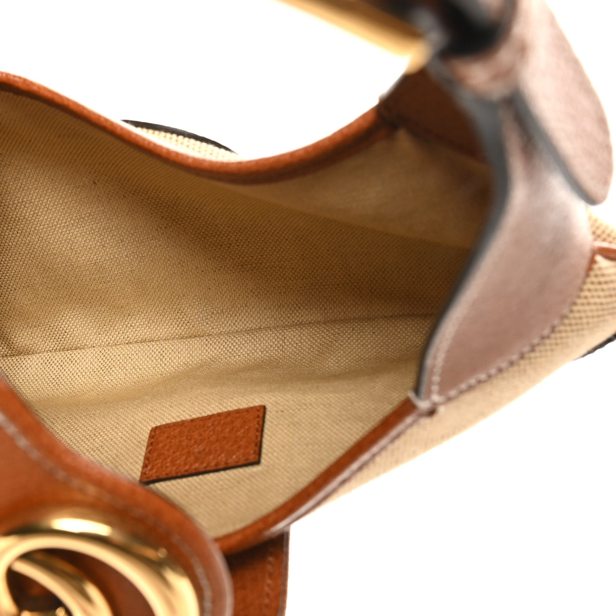 Canvas Textured Dollar Calfskin Small Aphrodite Shoulder Bag Beige Tan
