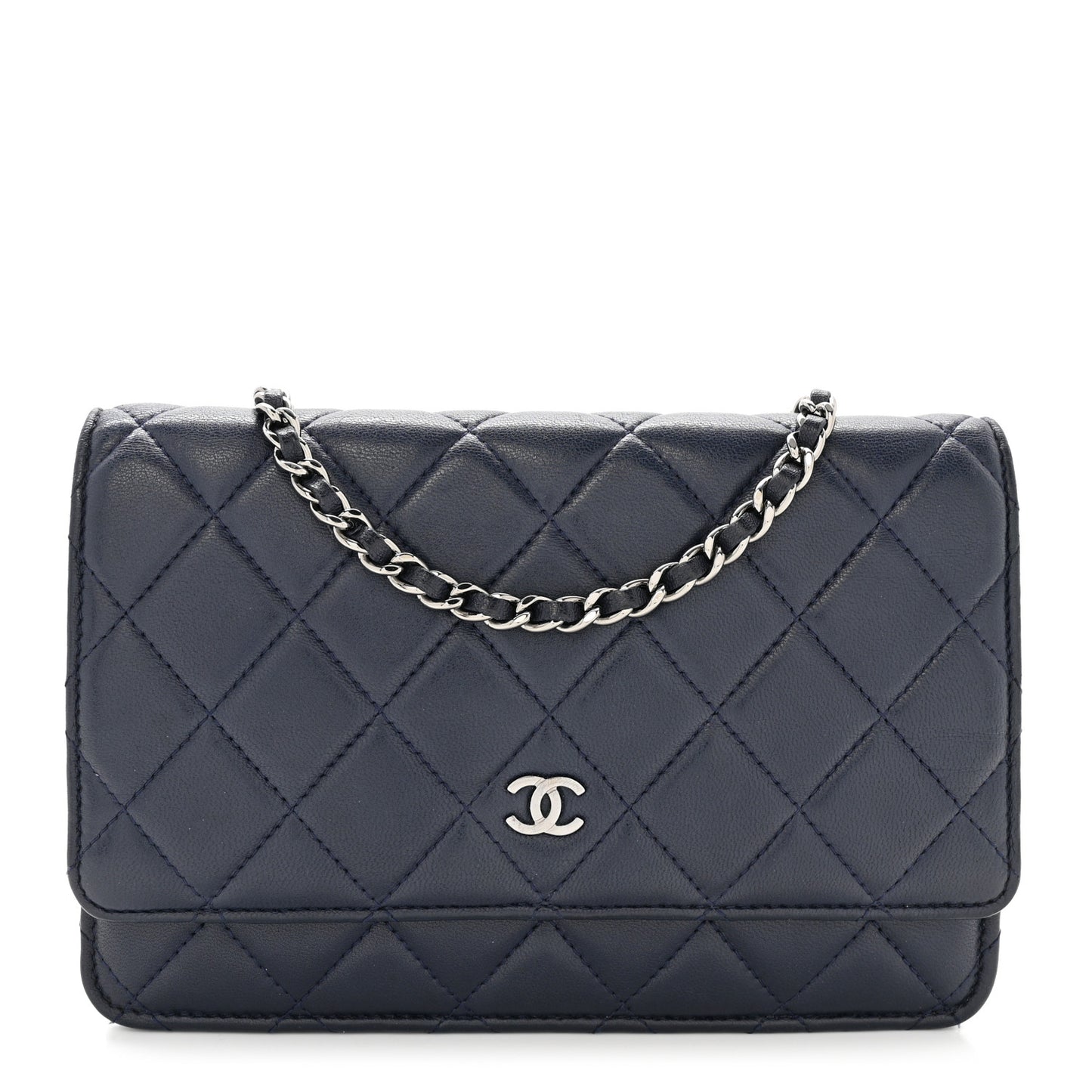 Quilted Wallet On Chain WOC  Navy Blue