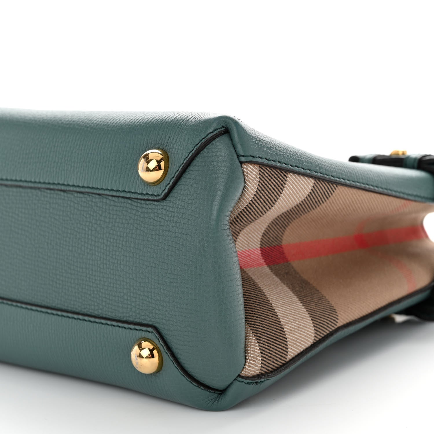 Burberry Grainy Calfskin House Check Small Banner Tote Smokey Green 9 of 10