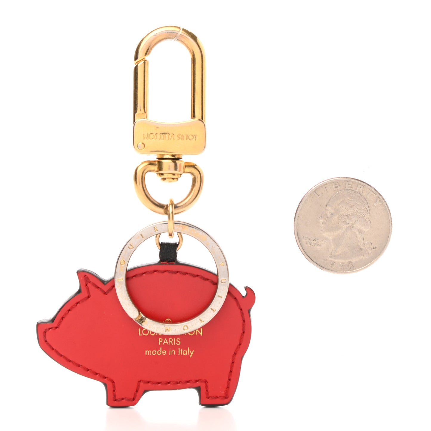 Calfskin Superstition Pig Bag Charm Key Holder Rose