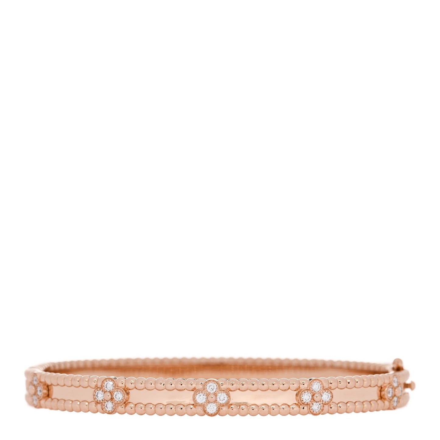 18K Rose Gold Diamond Perlee Sweet Clovers Bracelet M
