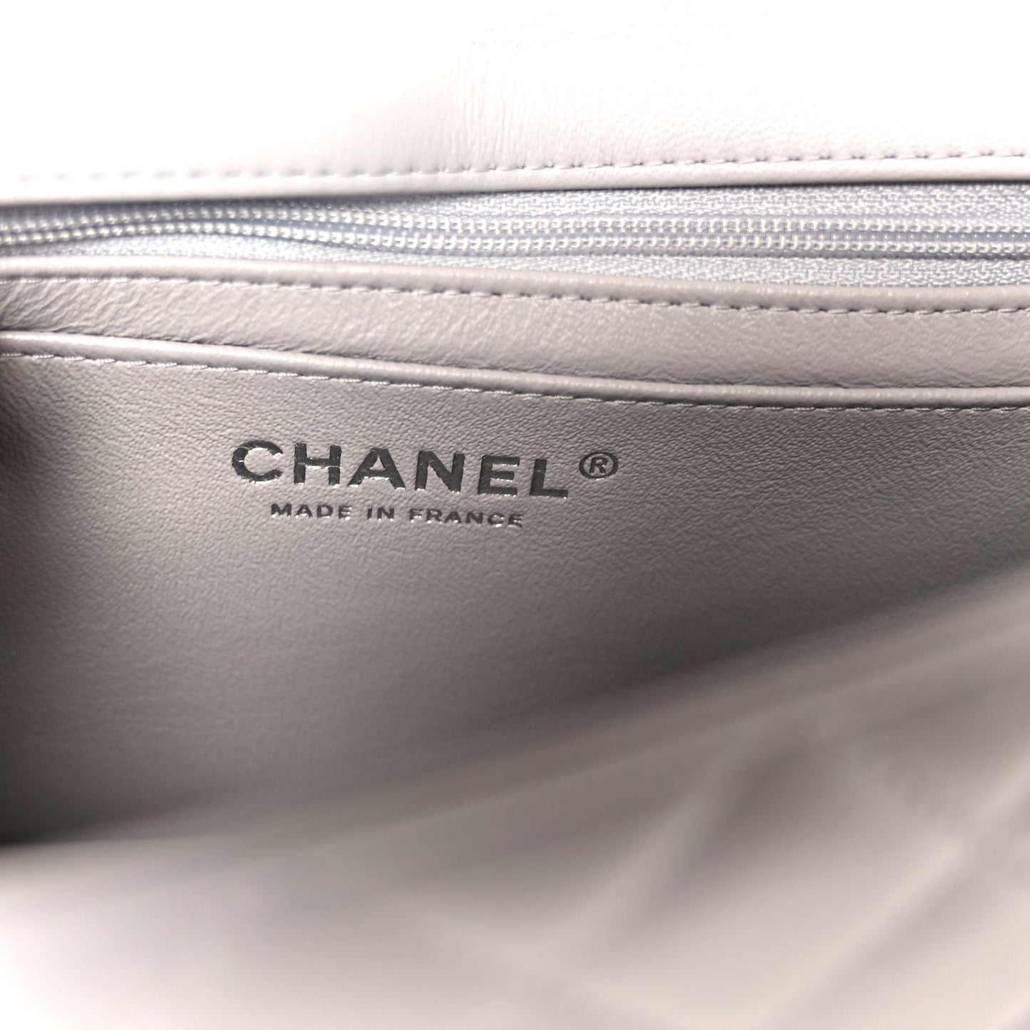 Lambskin Quilted Mini Rectangular Flap Grey