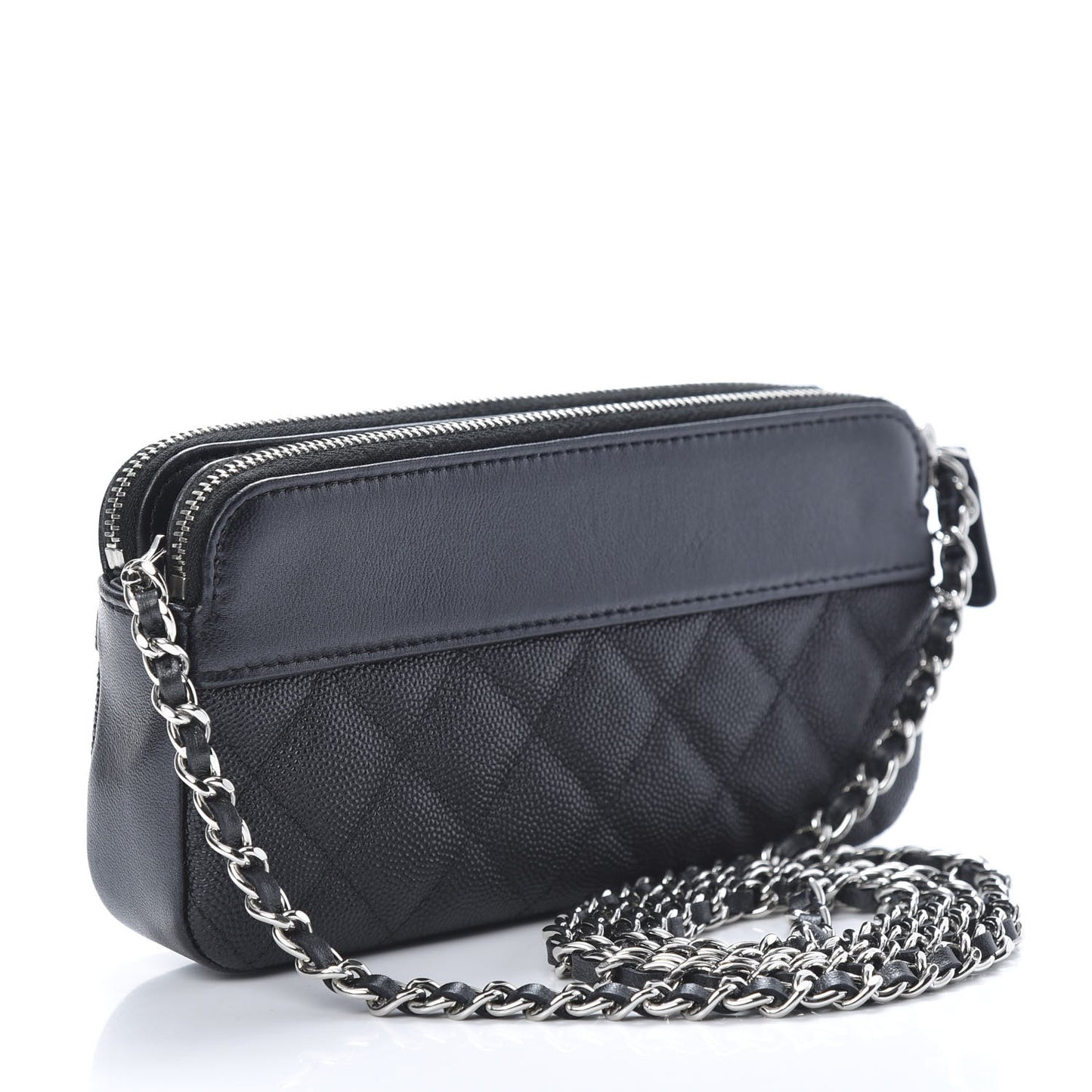 Caviar Quilted Small Vintage Mademoiselle Clutch With Chain Black