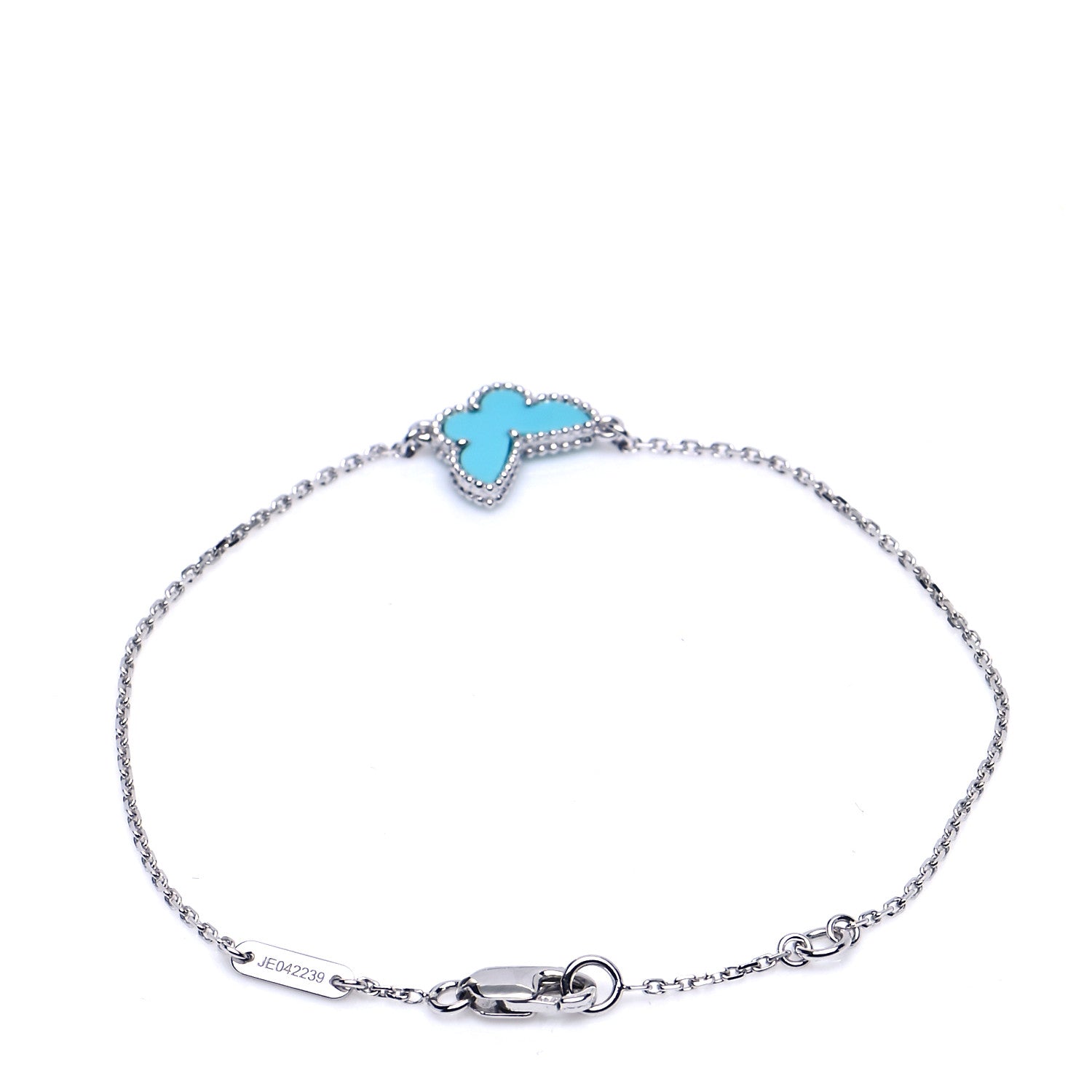 Van Cleef & Arpels 18K White Gold Turquoise Sweet Alhambra Butterfly Bracelet 3 of 7