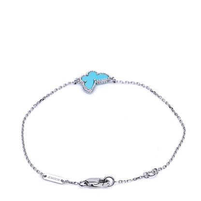 Van Cleef & Arpels 18K White Gold Turquoise Sweet Alhambra Butterfly Bracelet 3 of 7
