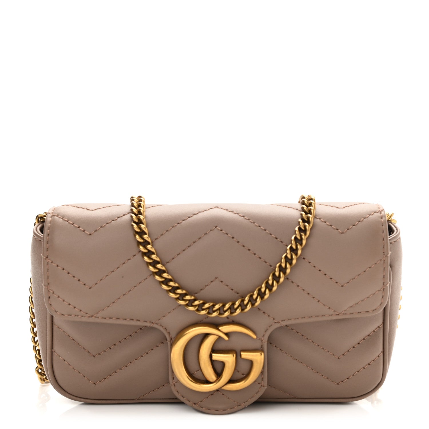 Gucci Calfskin Matelasse Super Mini GG Marmont Shoulder Bag Porcelain Rose 1 of 11