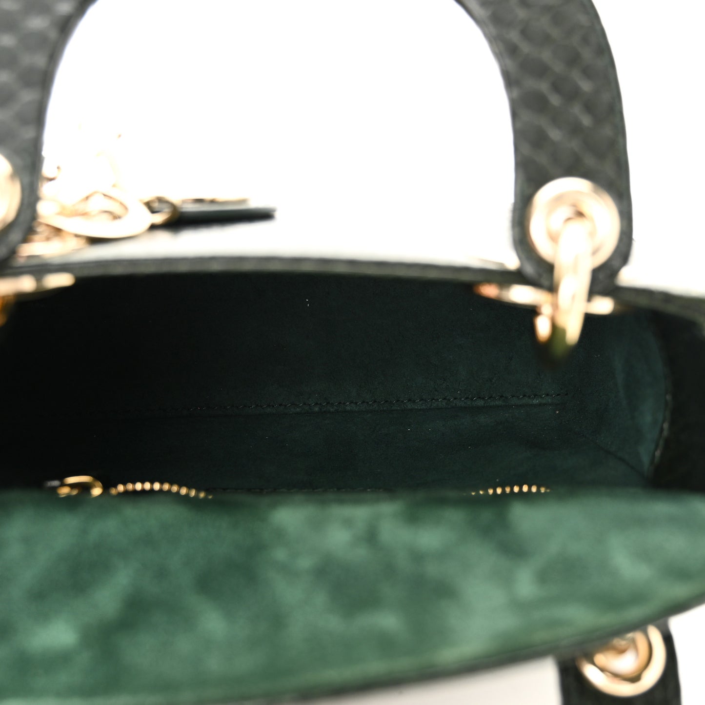 Shiny Snakeskin Mini Lady Dior Emerald Green