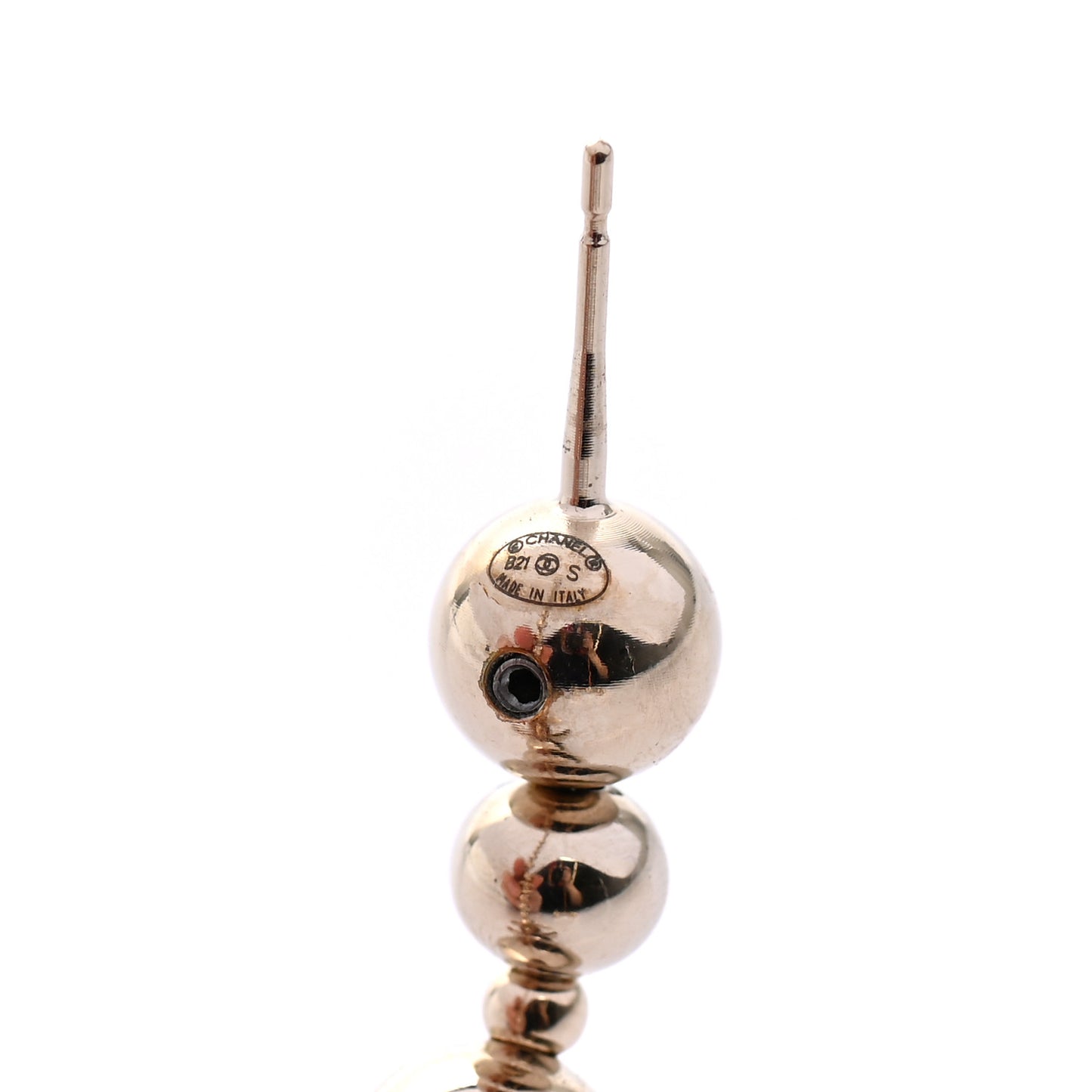 Metal Bead CC Hoop Earrings Gold