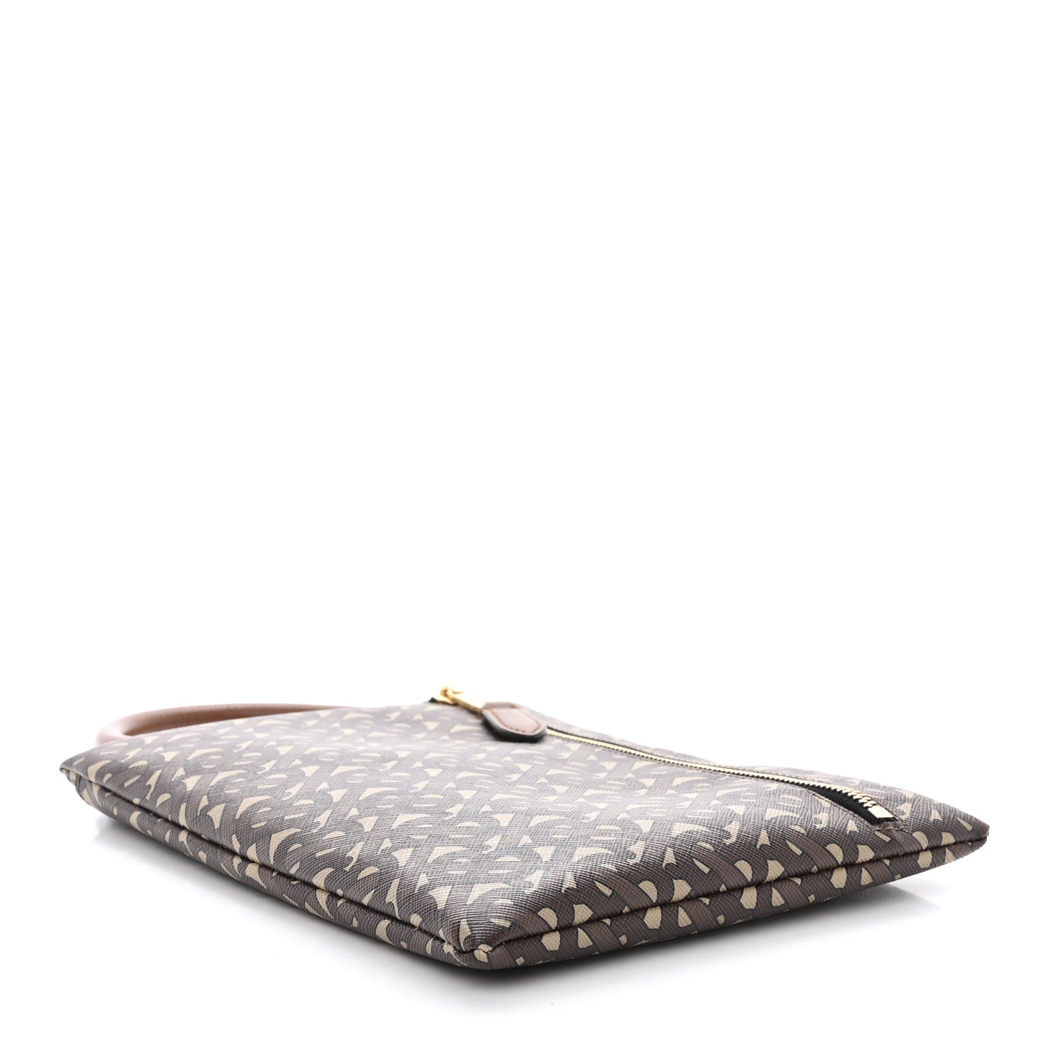 Burberry E-Canvas Monogram Top Handle Pouch Bridle Brown 4 of 11