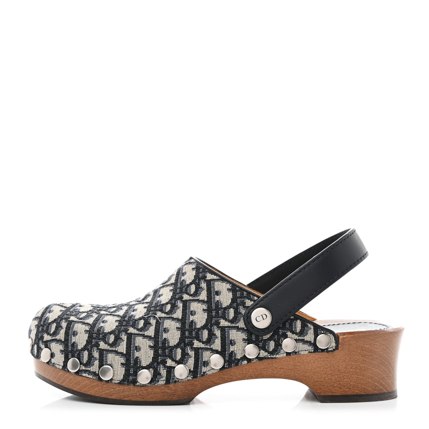 Christian Dior Canvas Oblique Diorquake 20mm Slingback Clogs 39 Deep Blue 1 of 8