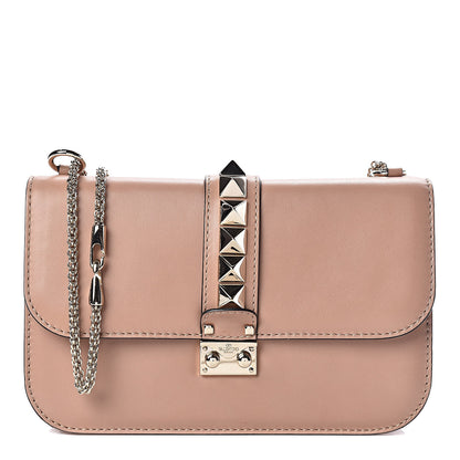 Valentino Garavani Vitello Medium Glam Lock Rockstud Flap Soft Noisette 1 of 17