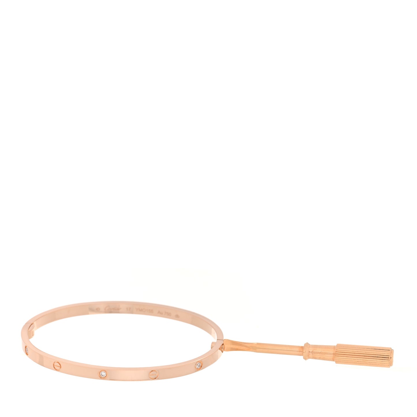 18K Pink Gold 6 Diamond Small LOVE Bracelet 17