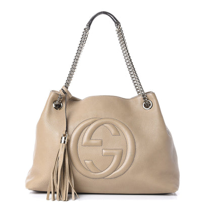 Gucci Pebbled Calfskin Medium Soho Chain Shoulder Bag Beige 1 of 12