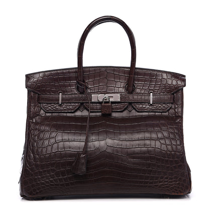 Hermes Matte Crocodile Birkin 35 Chocolate 1 of 37