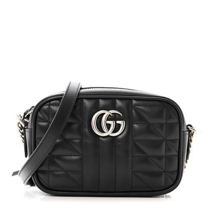 Gucci Calfskin Matelasse Aria GG Marmont Chain Shoulder Bag Black 1 of 12