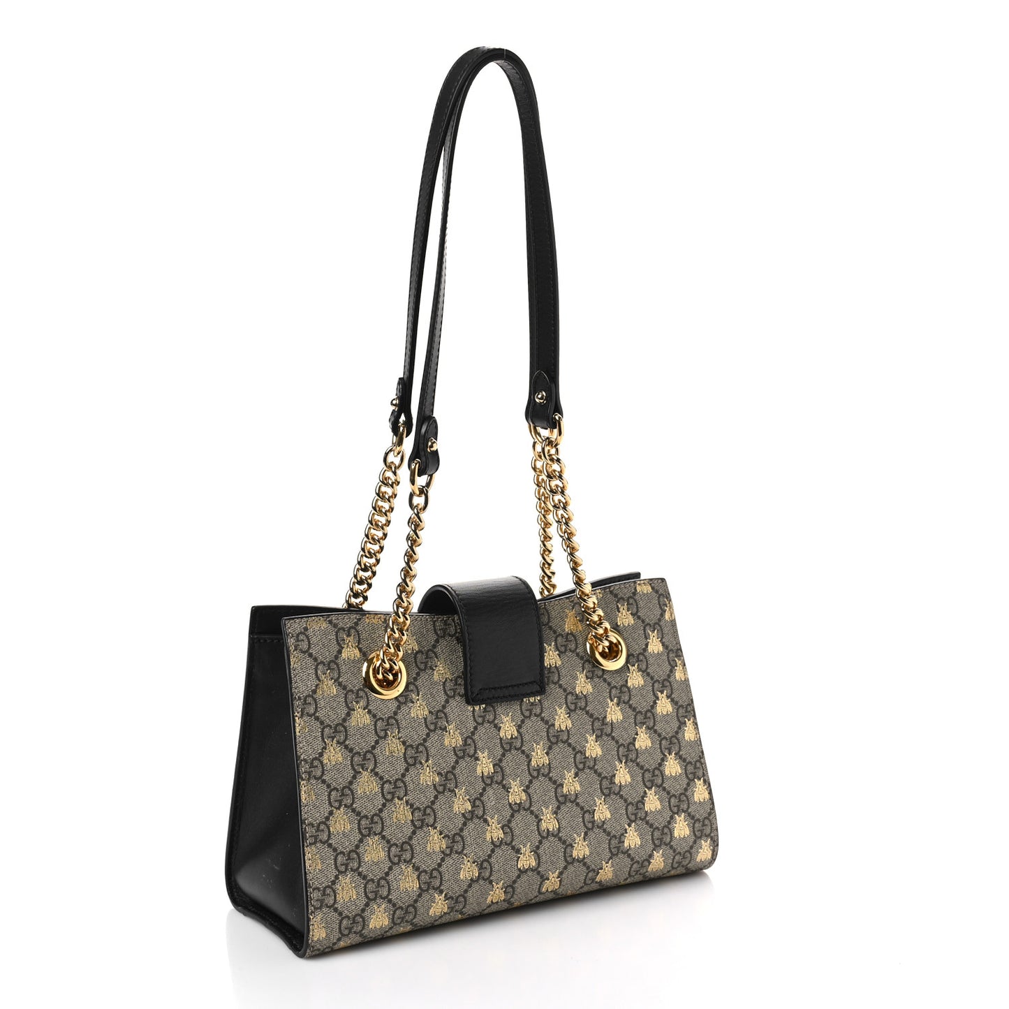 GG Supreme Monogram Bees Small Padlock Tote Beige Oro Black