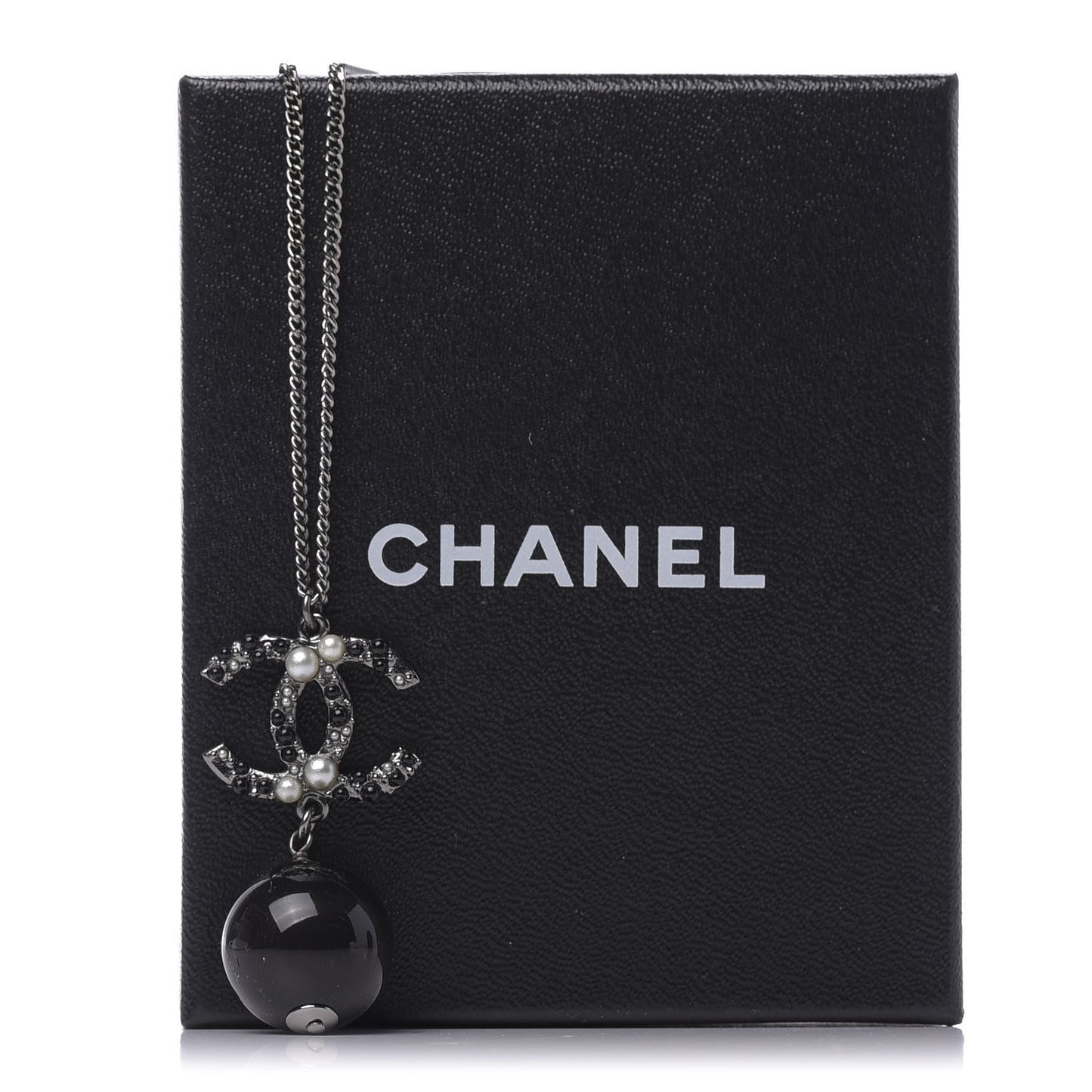 Ruthenium Pearl Bead CC Necklace Black