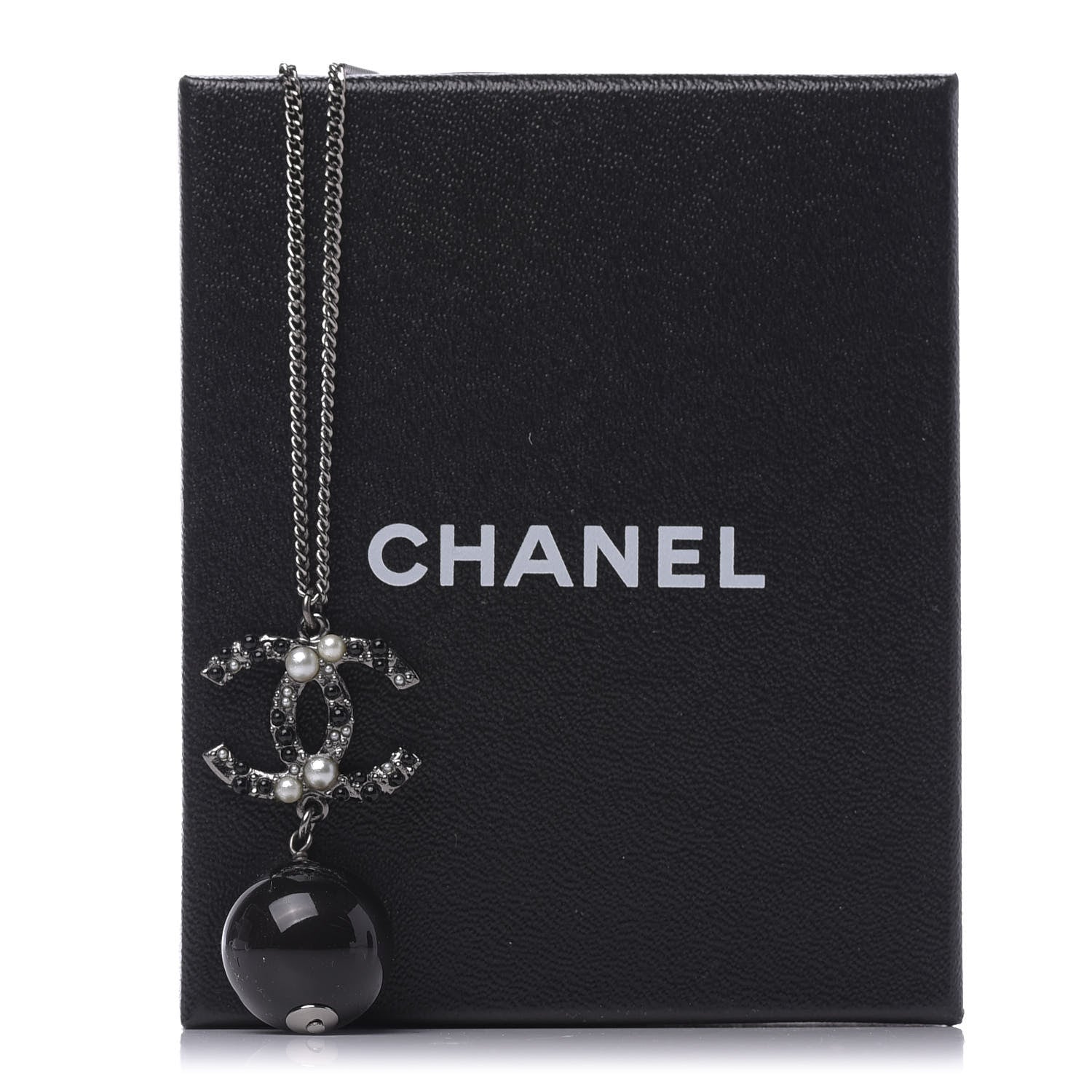 Chanel Ruthenium Pearl Bead CC Necklace Black 7 of 7