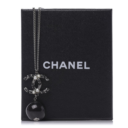 Chanel Ruthenium Pearl Bead CC Necklace Black 7 of 7