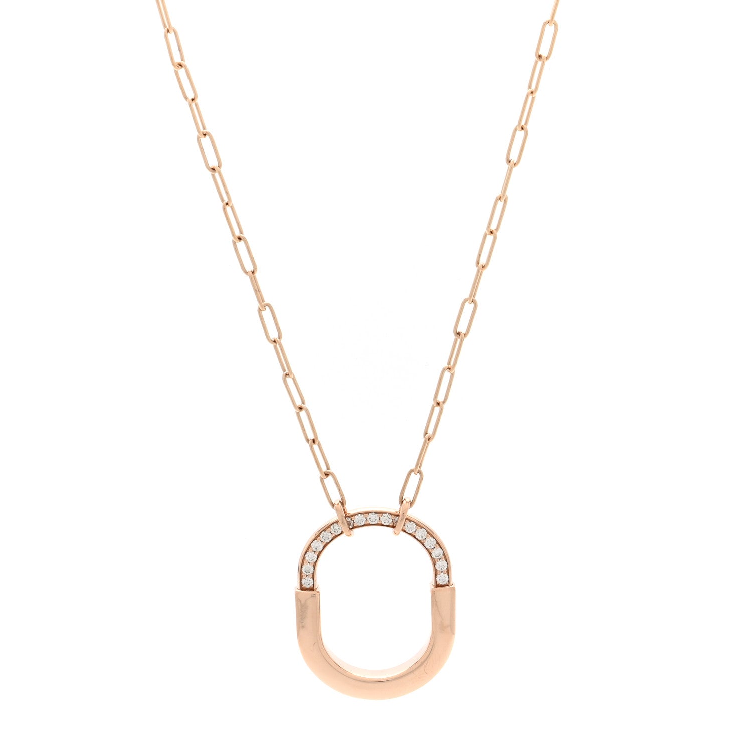 Tiffany 18K Rose Gold Diamond Medium Lock Pendant Necklace 1 of 6