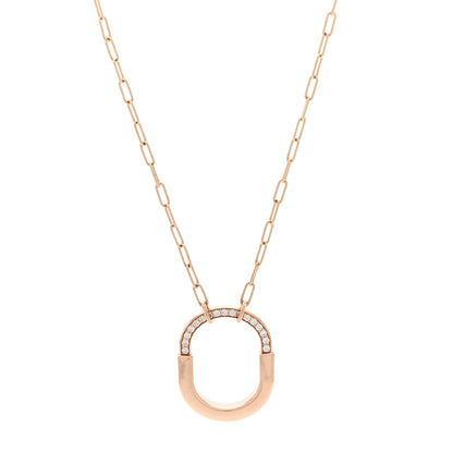 Tiffany 18K Rose Gold Diamond Medium Lock Pendant Necklace 1 of 6
