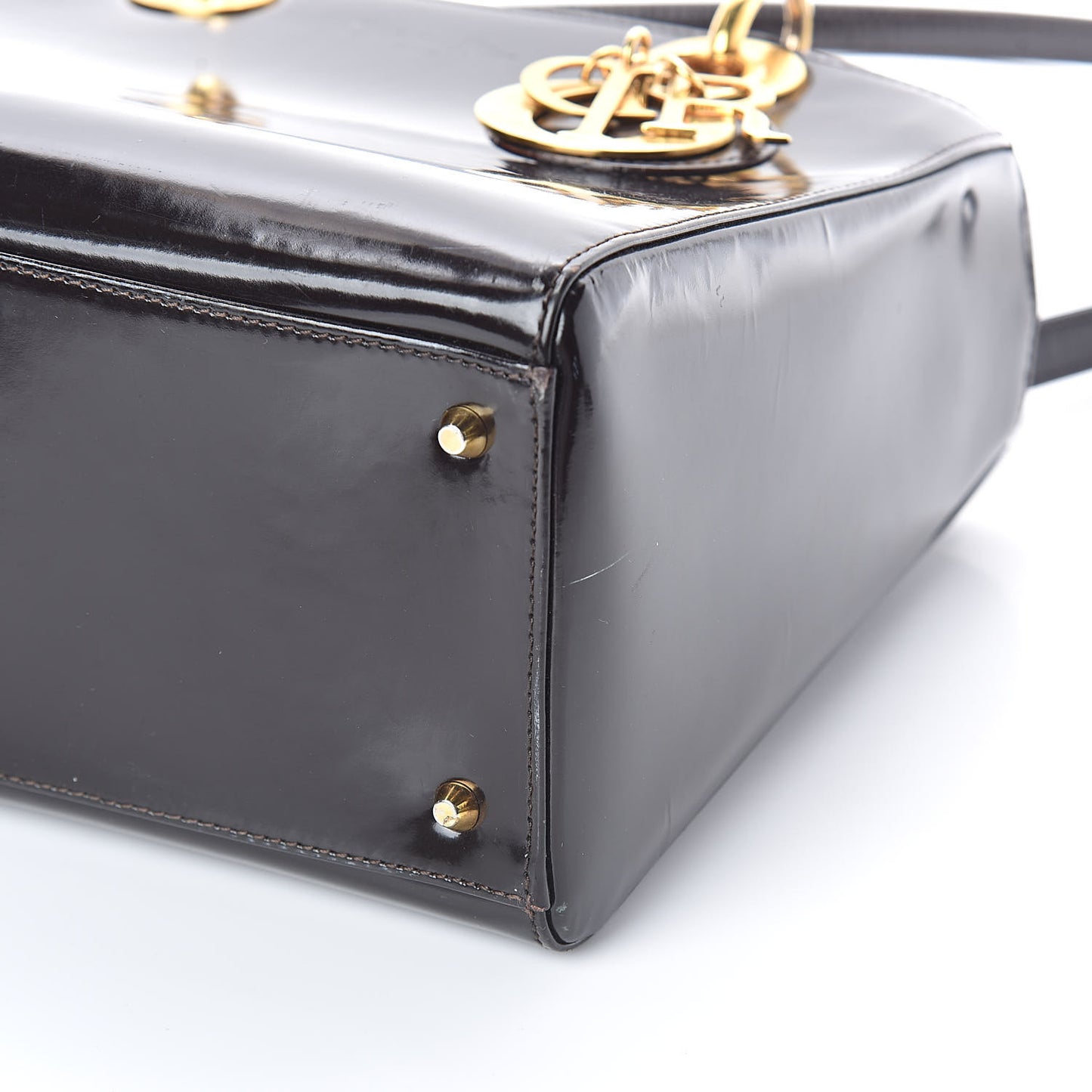 Patent Medium Lady Dior Dark Brown
