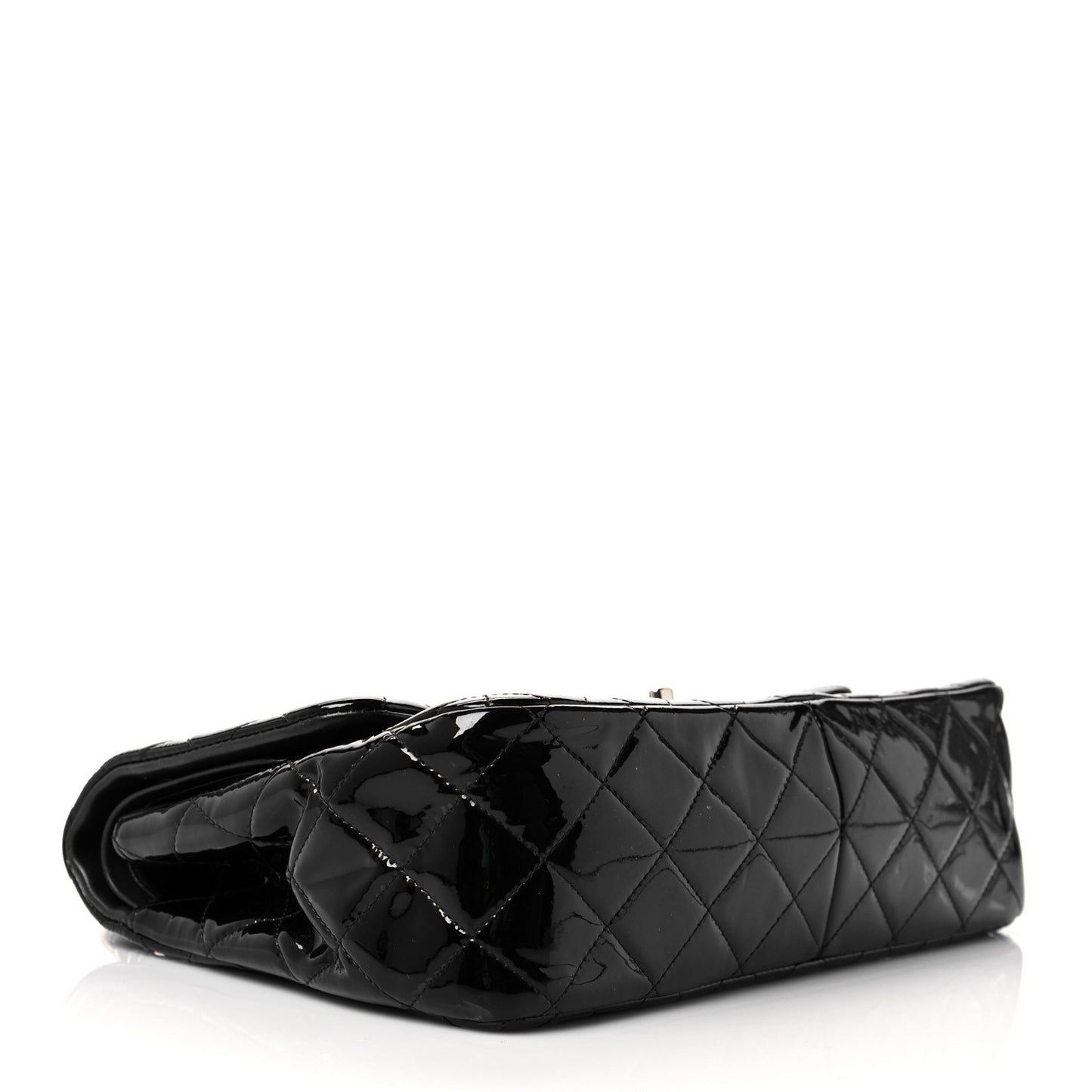 Patent Quilted Jumbo Double Flap Black