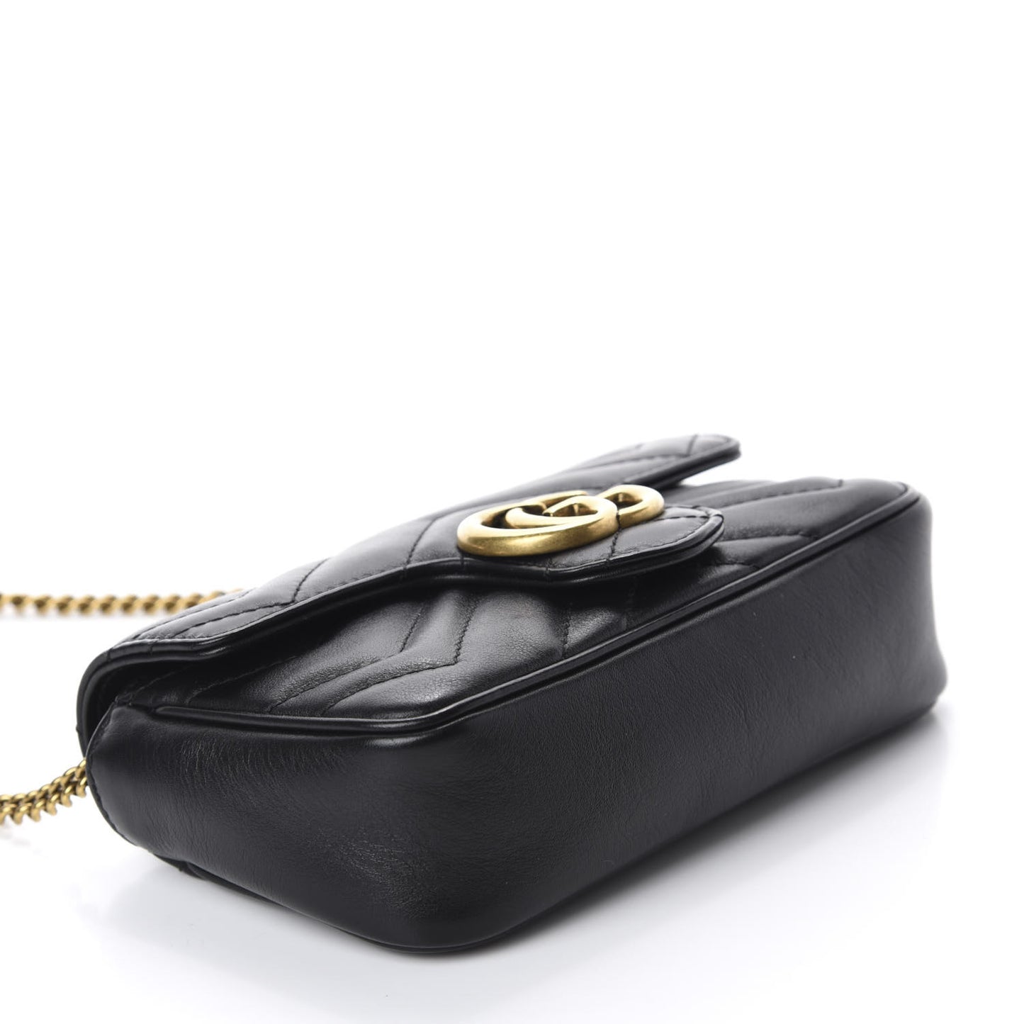 Calfskin Matelasse Super Mini GG Marmont Shoulder Bag Black