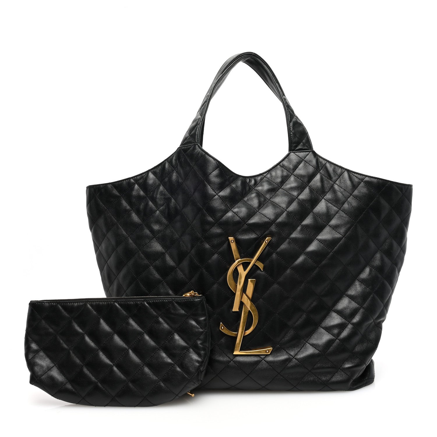 Saint Laurent Lambskin Quilted Maxi Icare Shopping Tote Black 3 of 10