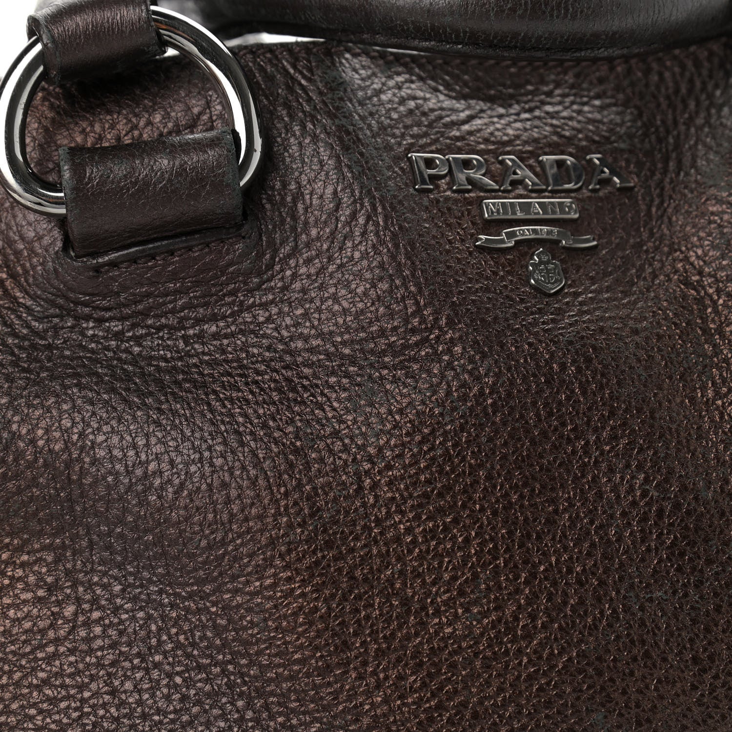 Prada Metallic Vitello Daino Hand Bag Piombo 13 of 22