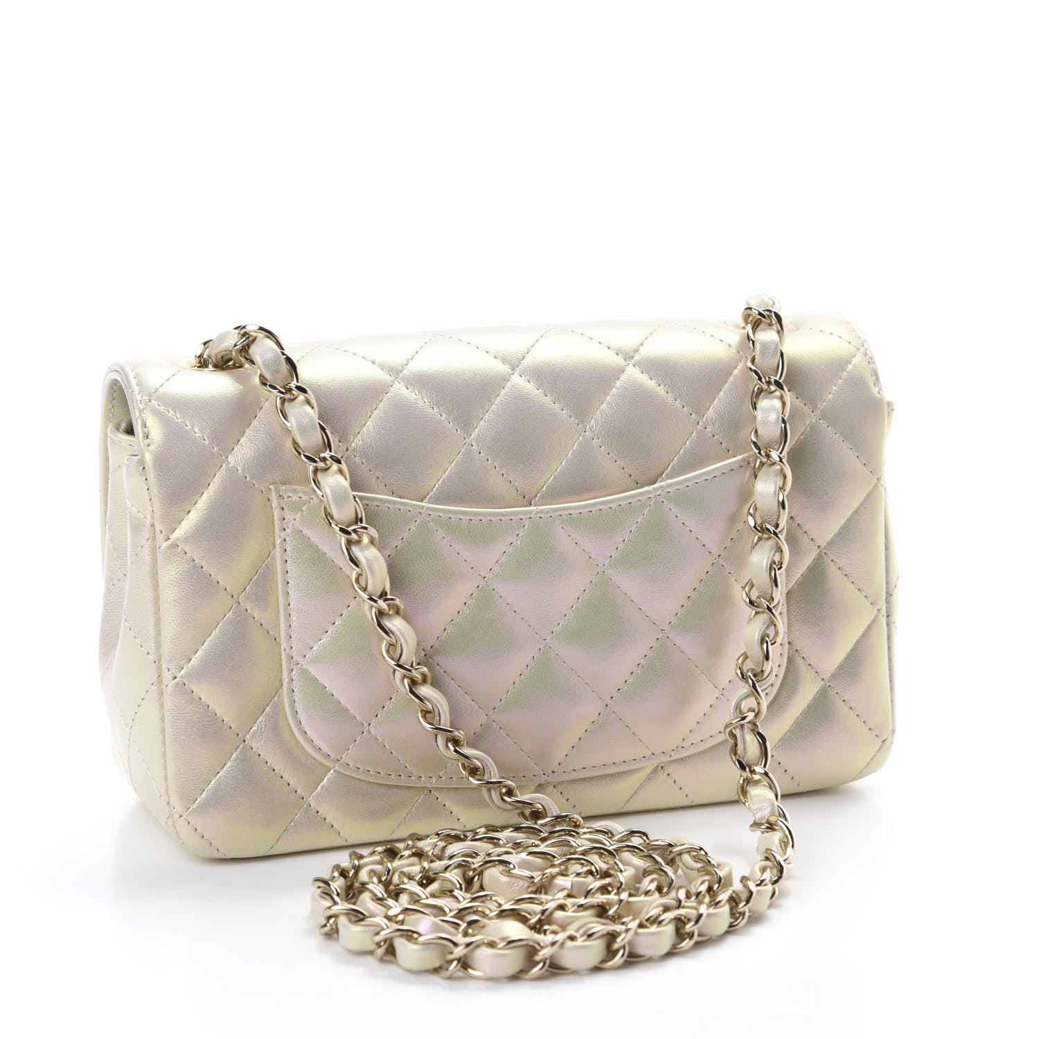 Chanel Iridescent Lambskin Quilted Mini Rectangular Flap Ivory 2 of 10
