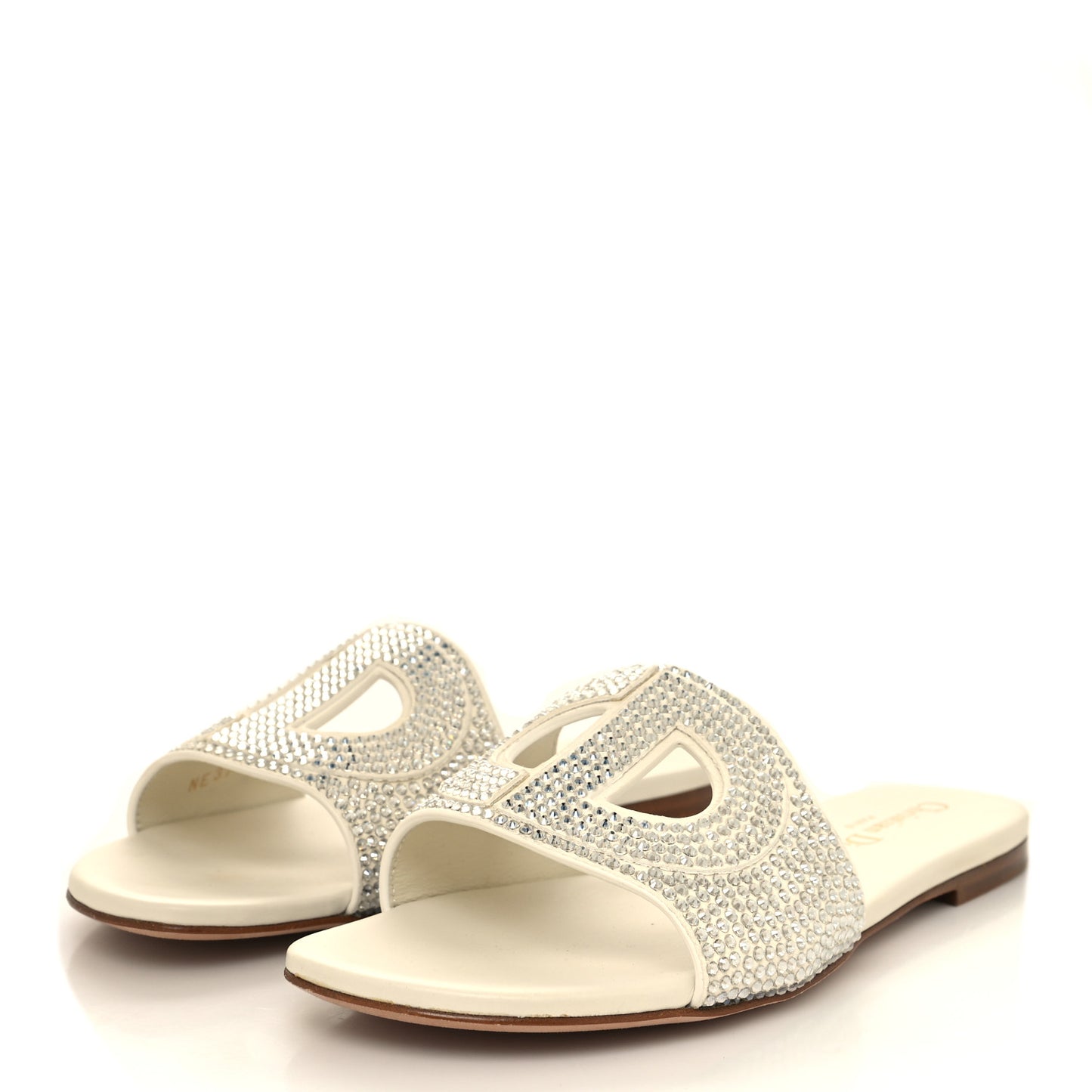 Crystal Calfskin D-Club Mule Sandal 37 White
