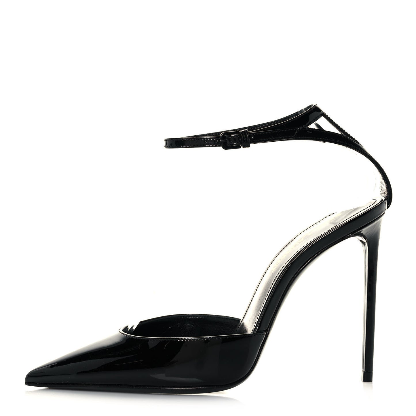 Patent Calfskin Zoe 105 Ankle Strap Pumps 36 Black