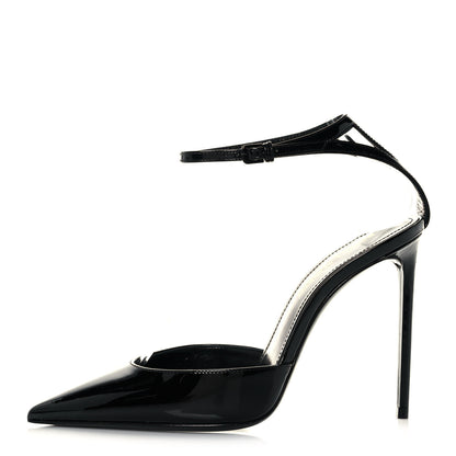 Saint Laurent Patent Calfskin Zoe 105 Ankle Strap Pumps 36 Black 1 of 9