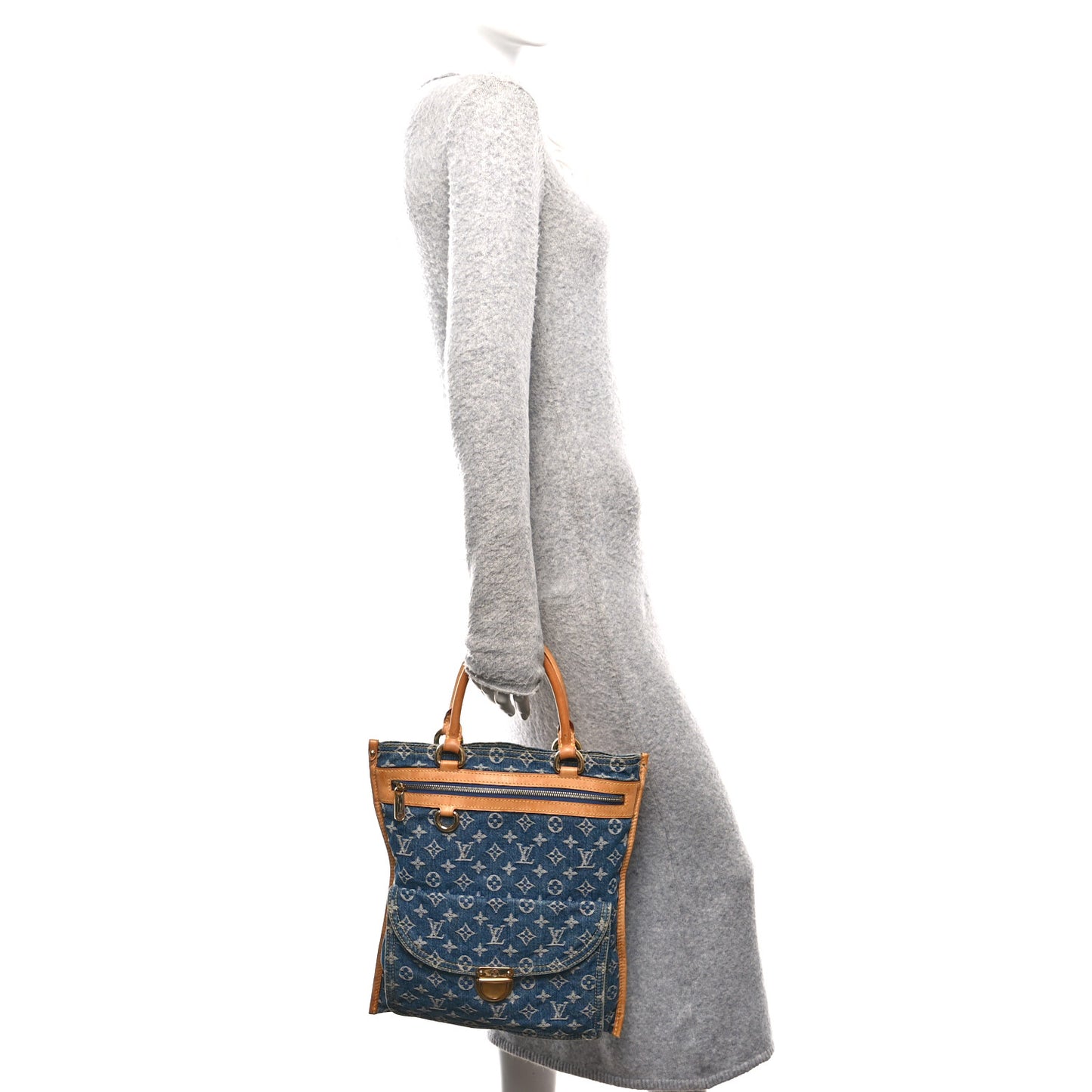 Monogram Denim Sac Plat Blue