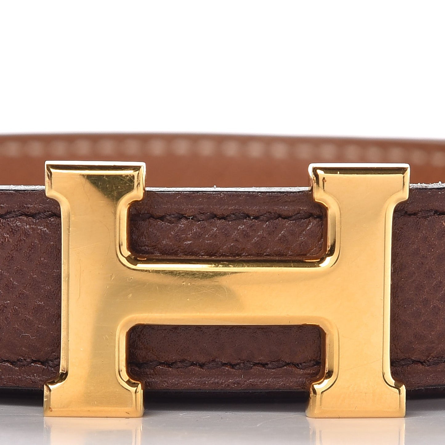 Courchevel 18mm H Belt 70 Gold Chocolate
