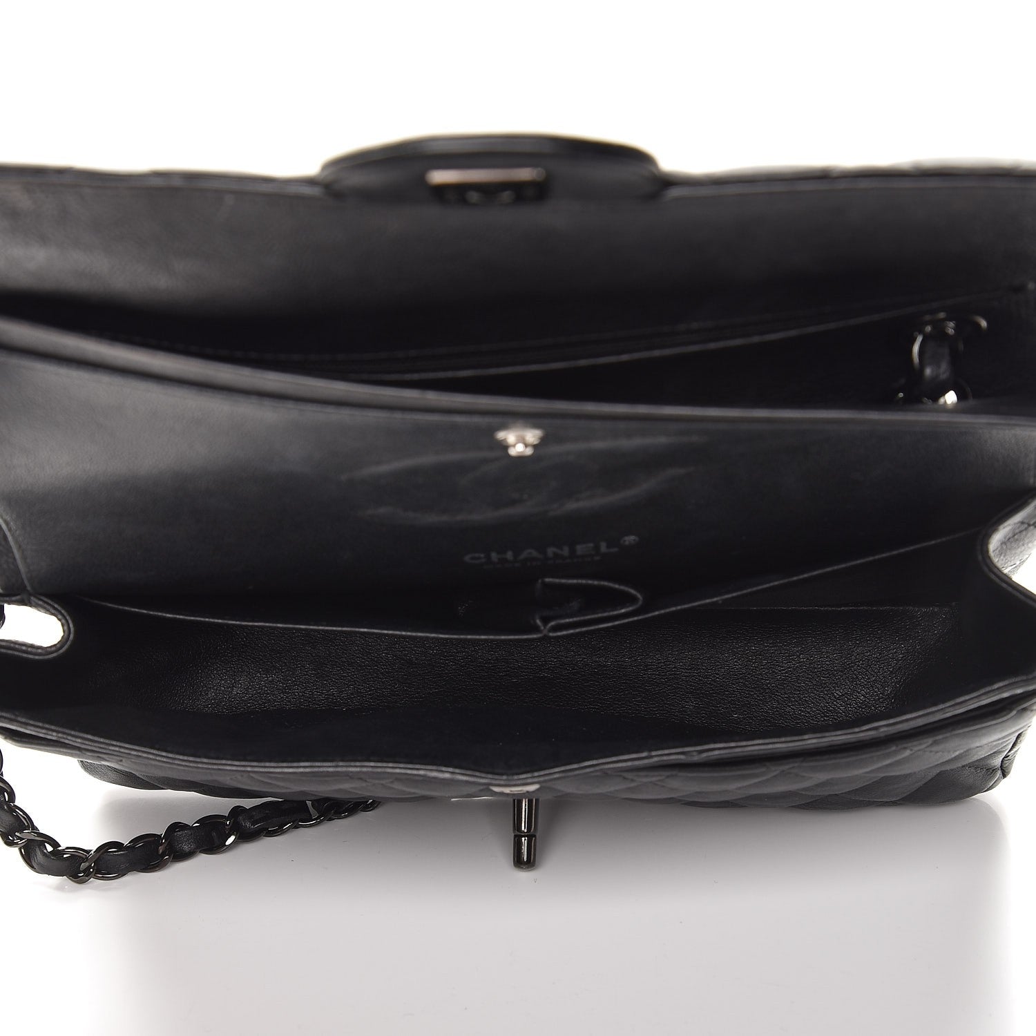Chanel Crumpled Calfskin Quilted Medium Double Flap So Black 6 of 12