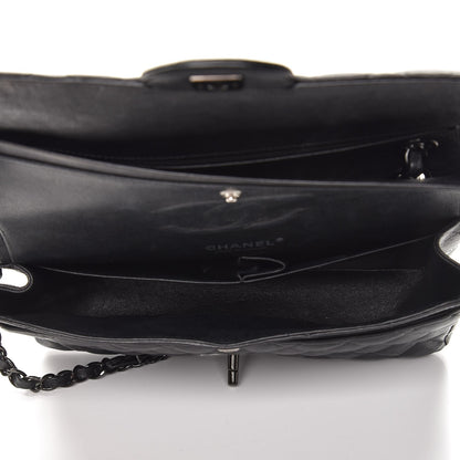 Chanel Crumpled Calfskin Quilted Medium Double Flap So Black 6 of 12