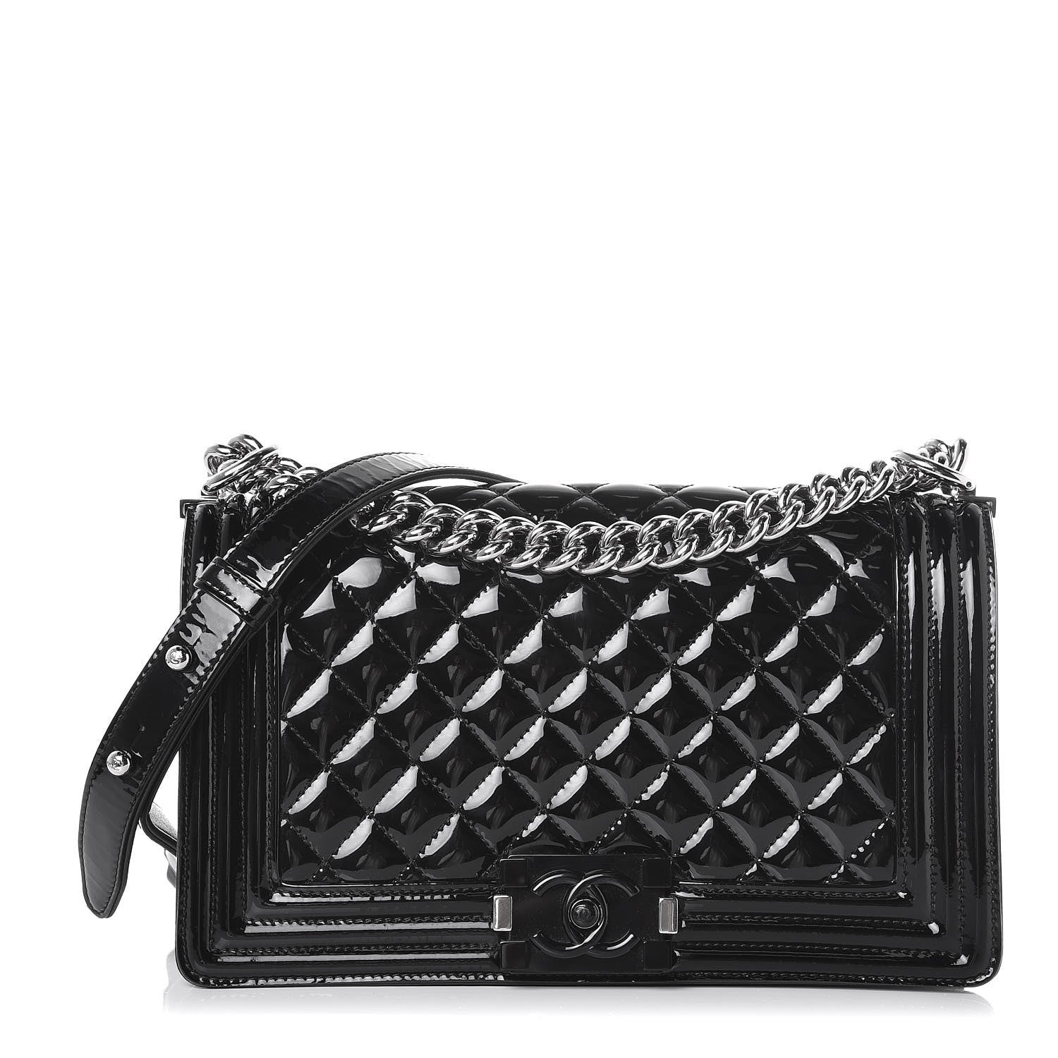 Chanel Patent Calfskin Quilted Medium Plexiglass Boy Flap Black 1 of 7