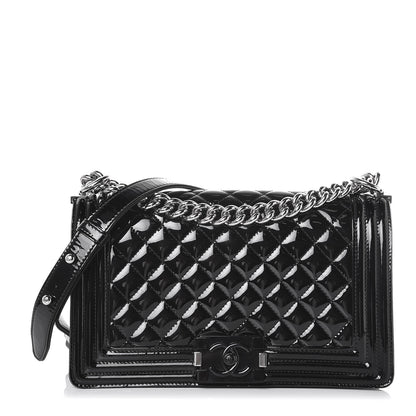 Chanel Patent Calfskin Quilted Medium Plexiglass Boy Flap Black 1 of 7