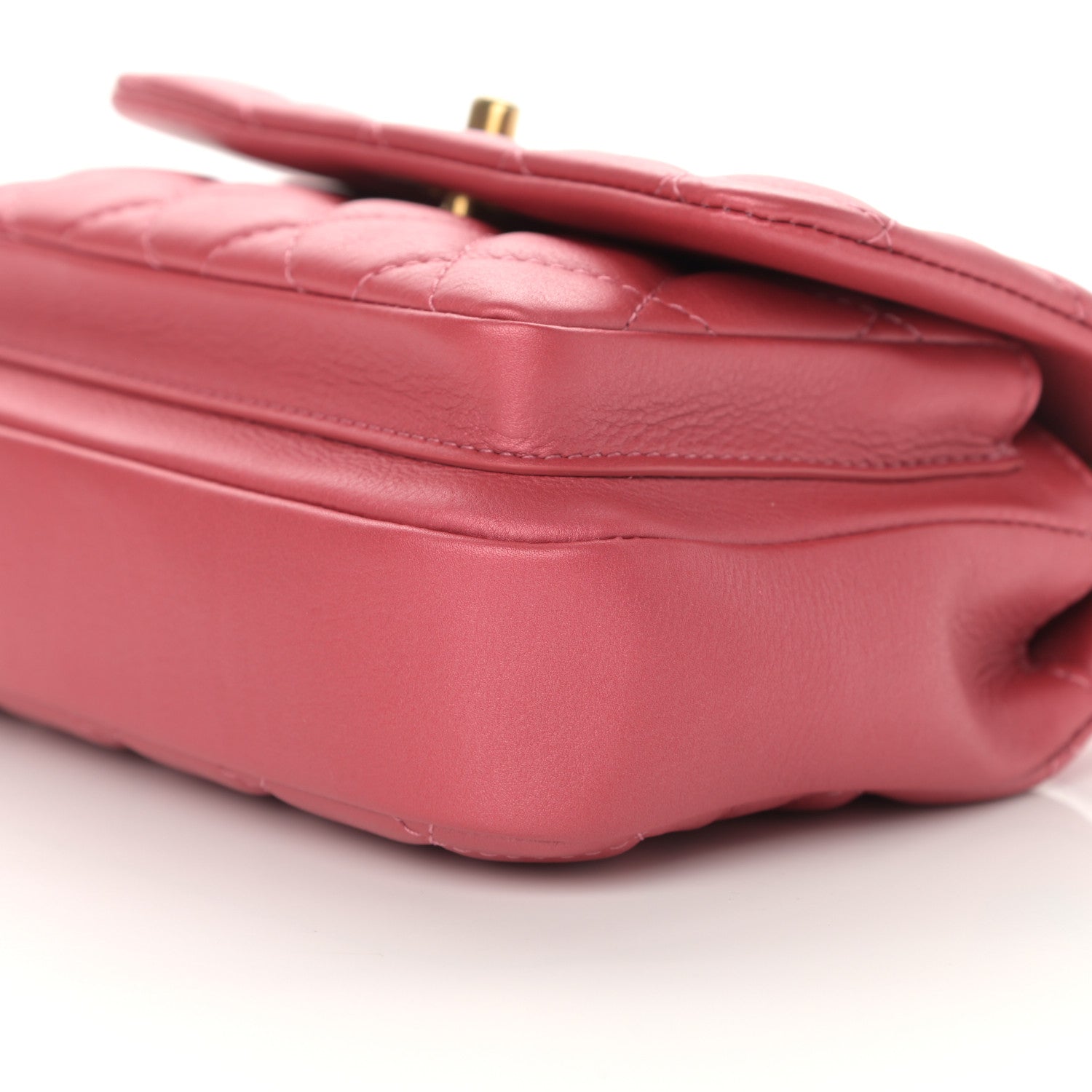 Chanel Calfskin Quilted Top Handle Flap Dark Pink 10 of 12