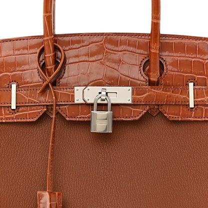 Hermes Chevre Mysore Shiny Niloticus Crocodile Birkin Touch 30 Noisette Etrusque 8 of 11