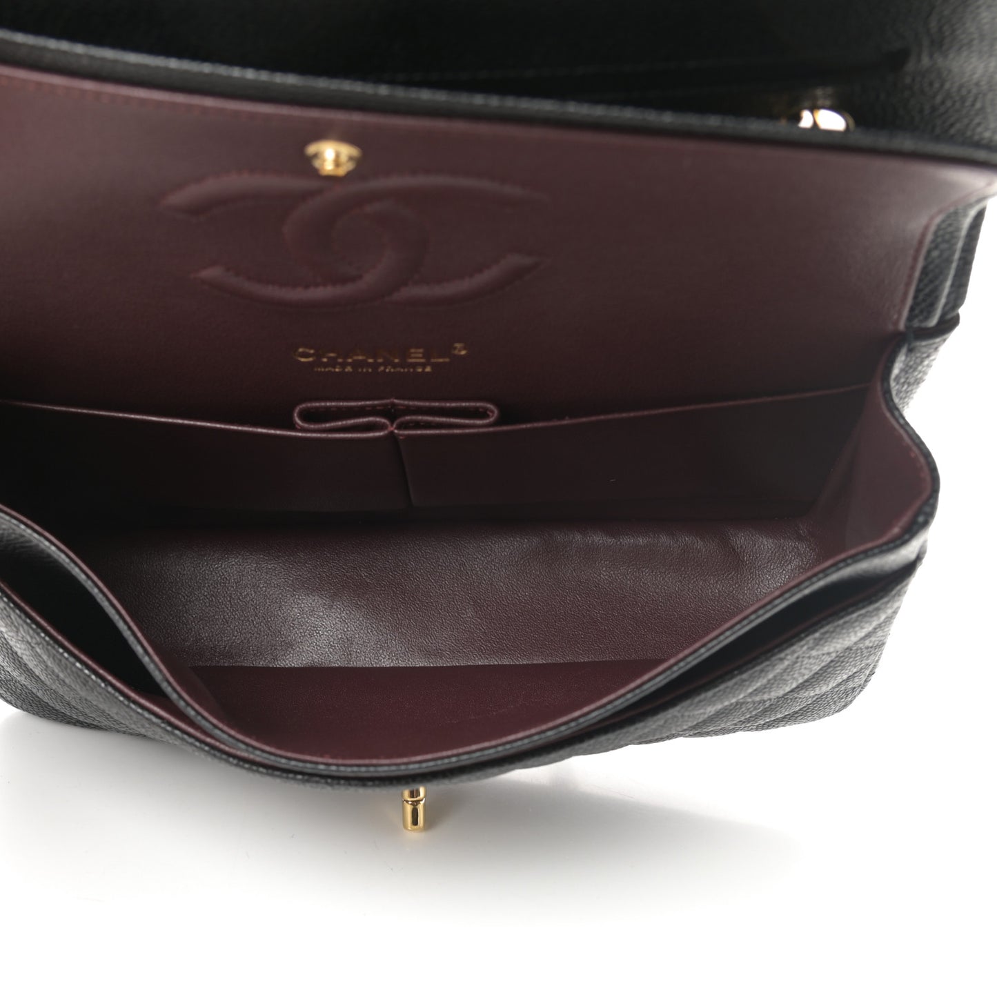 Caviar Quilted Medium Double Flap Black